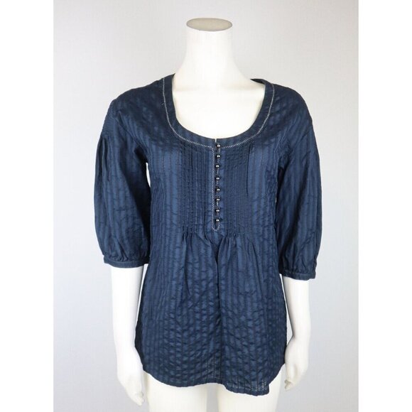 Ann Taylor Loft Tops - ANN TAYLOR LOFT - WOMEN'S NAVY BLUE SHORT SLEEVE TOP - SIZE 2